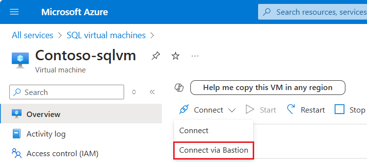 Screenshot, der die Verbindung mit dem virtuellen Computer im Portal zeigt.