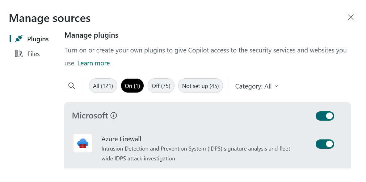 Screenshot showing the Azure Firewall plugin.