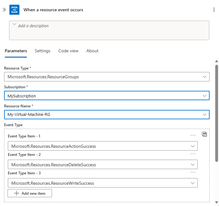 Screenshot shows the workflow designer with the trigger details editor open.