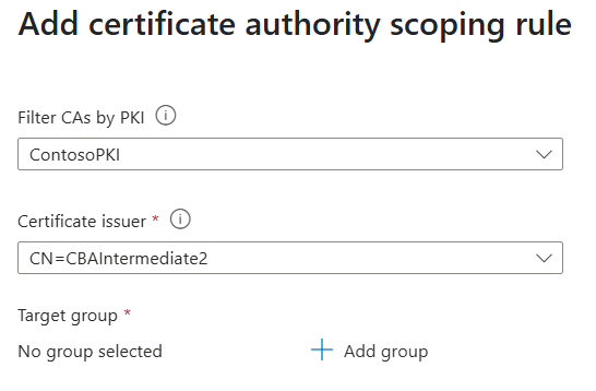 Screenshot that shows the add group option in CA scoping.