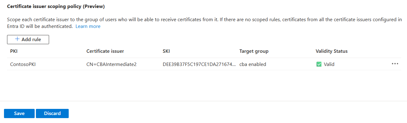Screenshot that shows the save CBA configuration option in CA scoping.