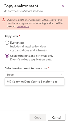 Copy environment