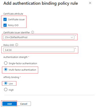 Screenshot of how to select a low affinity binding.