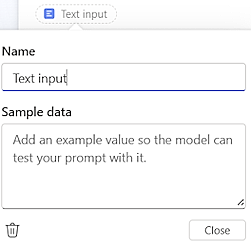 Screenshot of changing the input name and adding sample data.
