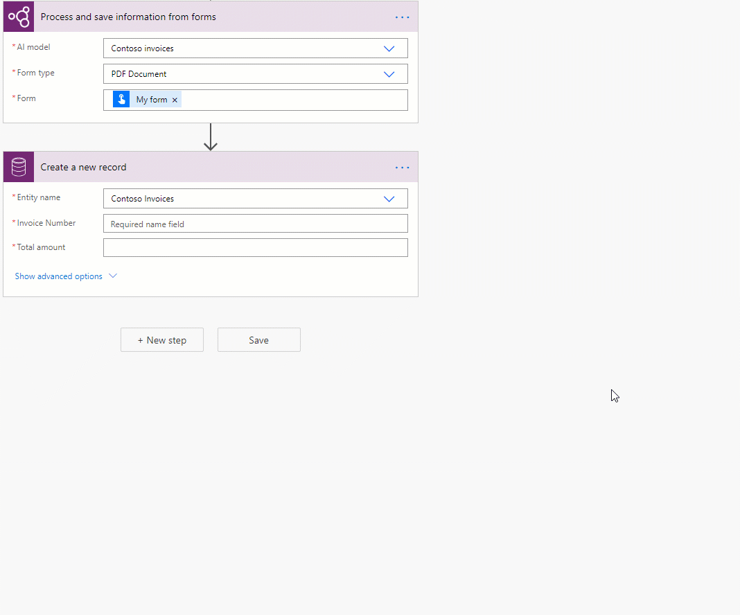 Animation showing how to add the 'Convert to number' expression into the input field of an action in your cloud flow.