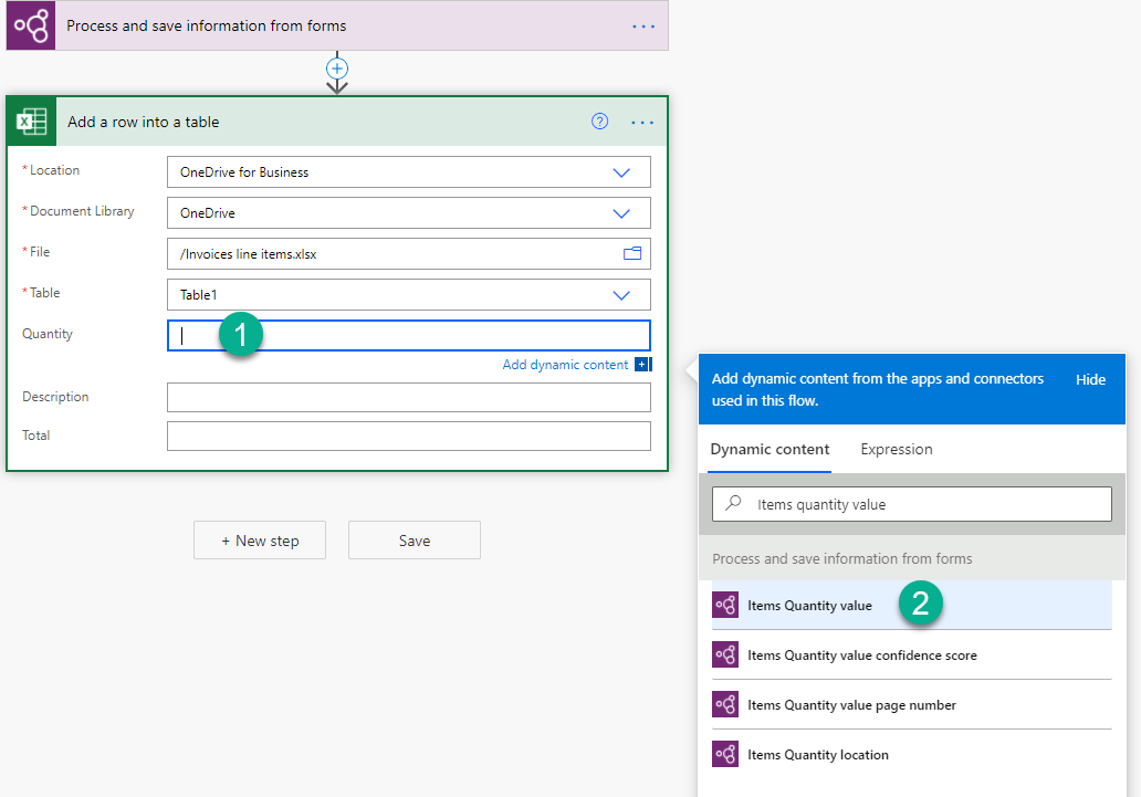 Screenshot of the 'Process and save information from forms' screen.