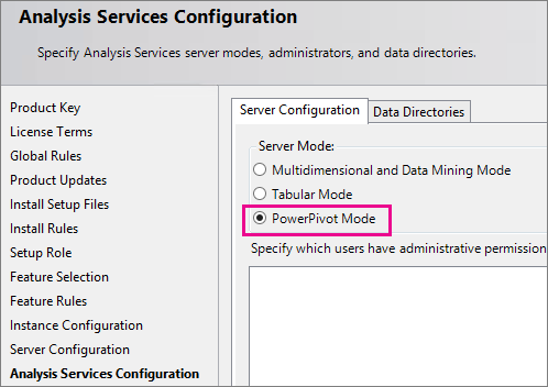 SQL Setup - Analysis Services Configuration Landing Page