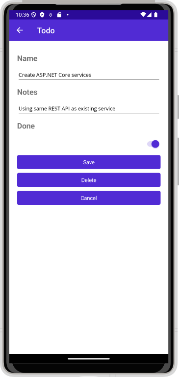 Edit item dialog
