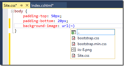Screenshot of new dialog-free, fluent typing Picker for c s s editors that filters file lists appropriately for i m g tags and links.