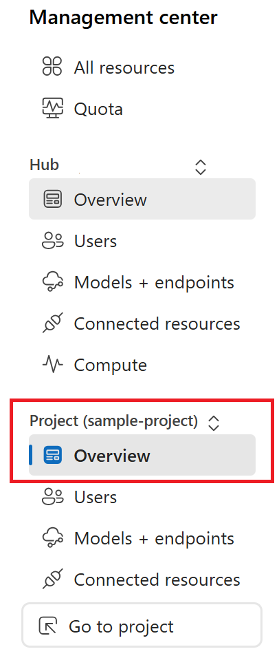 Screenshot of the project details list in the Azure AI Foundry.