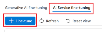 Screenshot of fine-tuning button in the Azure AI Foundry.
