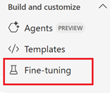 Screenshot of fine-tuning selector in the Azure AI Foundry.