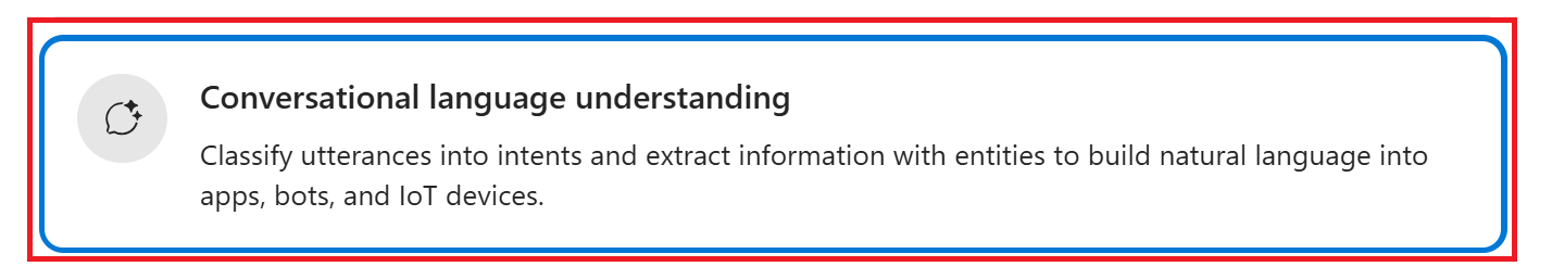 Screenshot of conversational language understanding tab in the Azure AI Foundry.