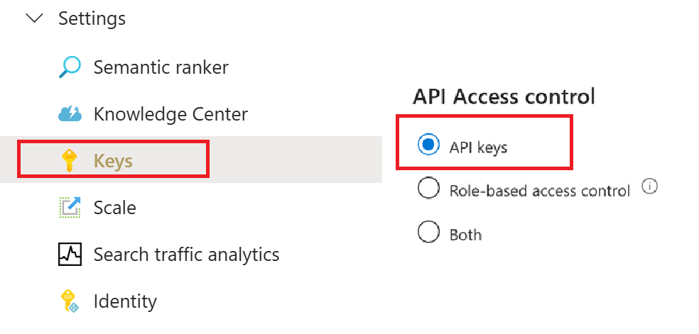 Screenshot of API access control selector in the Azure portal.