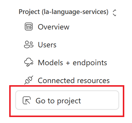 Screenshot the go-to-project button in the Azure AI Foundry.