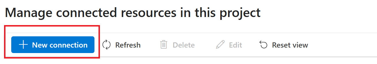 Screenshot of the new connection button in the Azure AI Foundry.