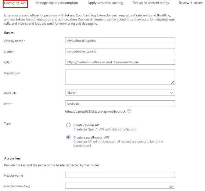 Screenshot of language model API configuration in the portal.