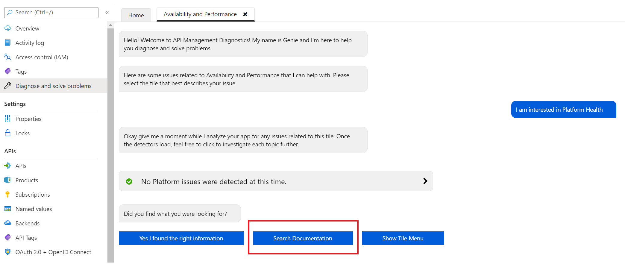 screenshot 1 of how to use Search Documentation function.