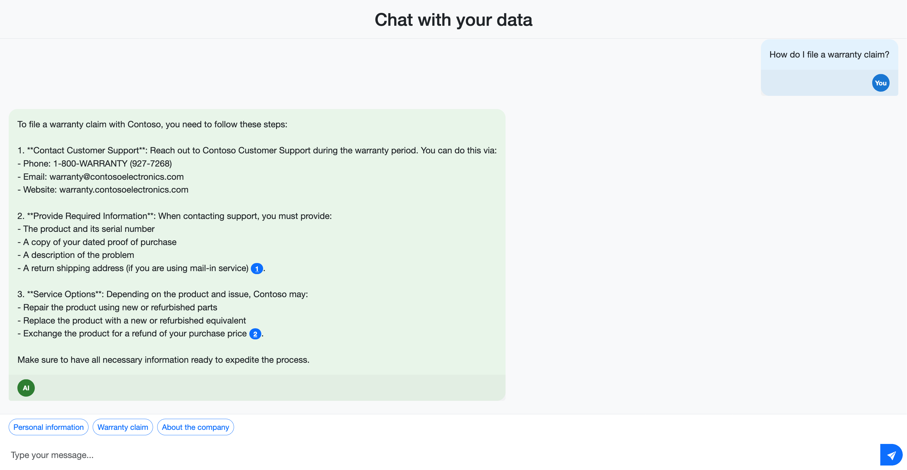 Screenshot showing the Blazor chat interface in introduction.