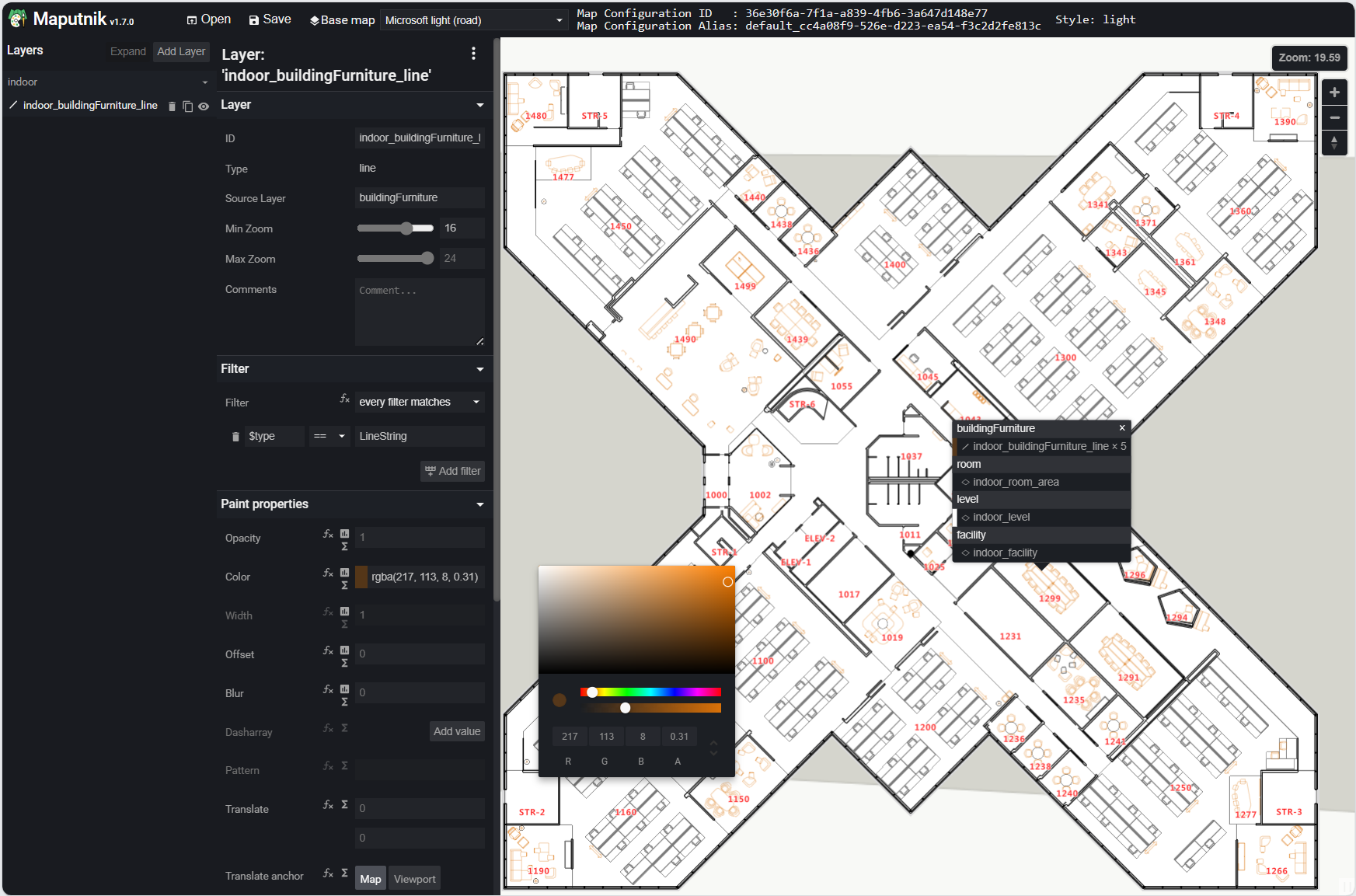 A screenshot of the color pallet in the visual style editor.