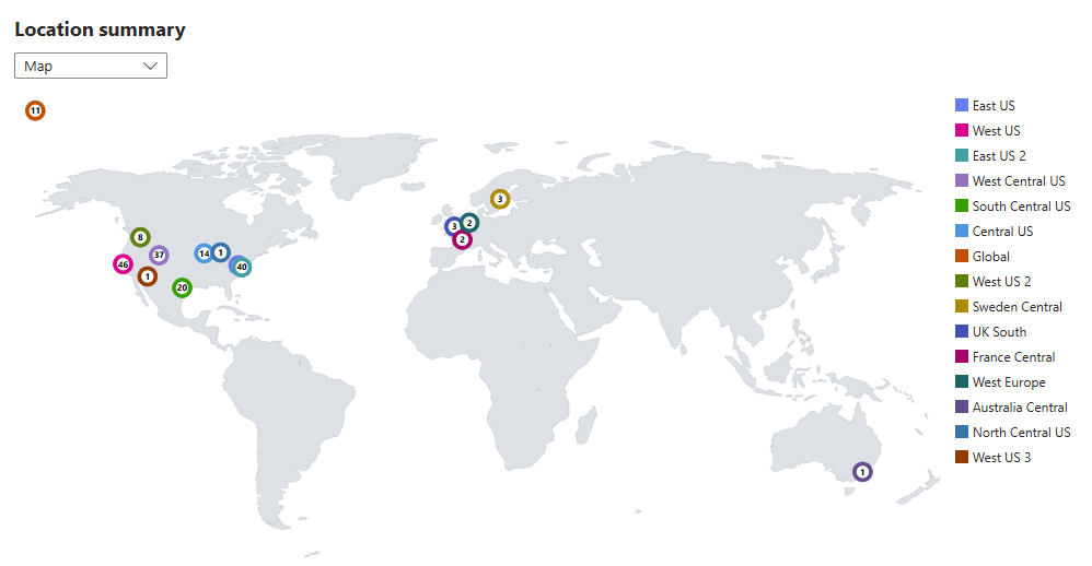Summary of resources in a map view