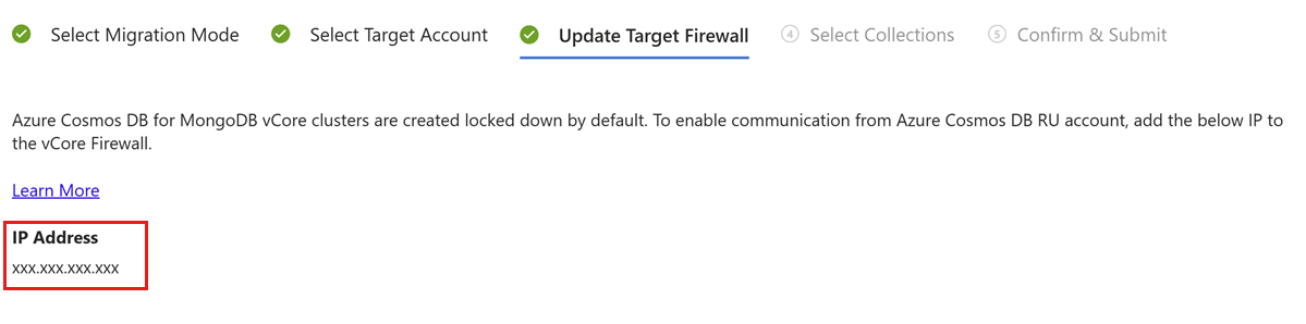 Screenshot of the target firewall check section and the source account's IP address.