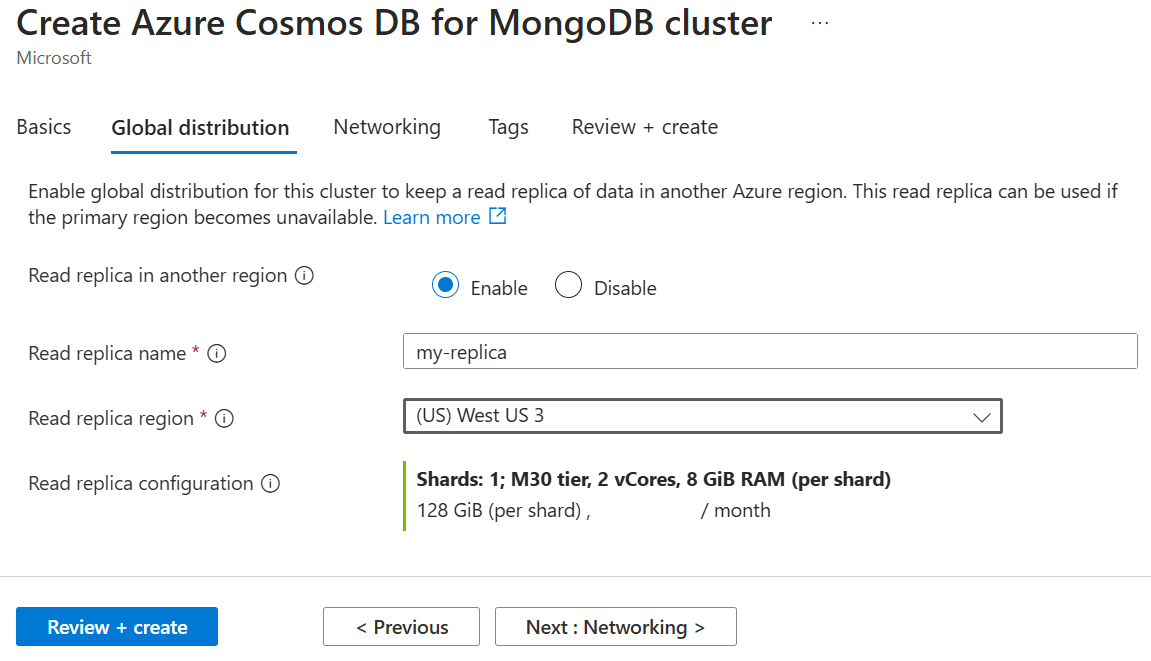 Screenshot of the global distribution tab in cluster provisioning.