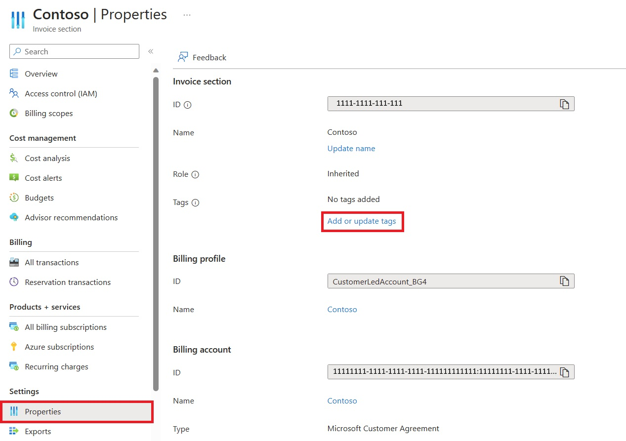Screenshot showing tag application to an invoice section.