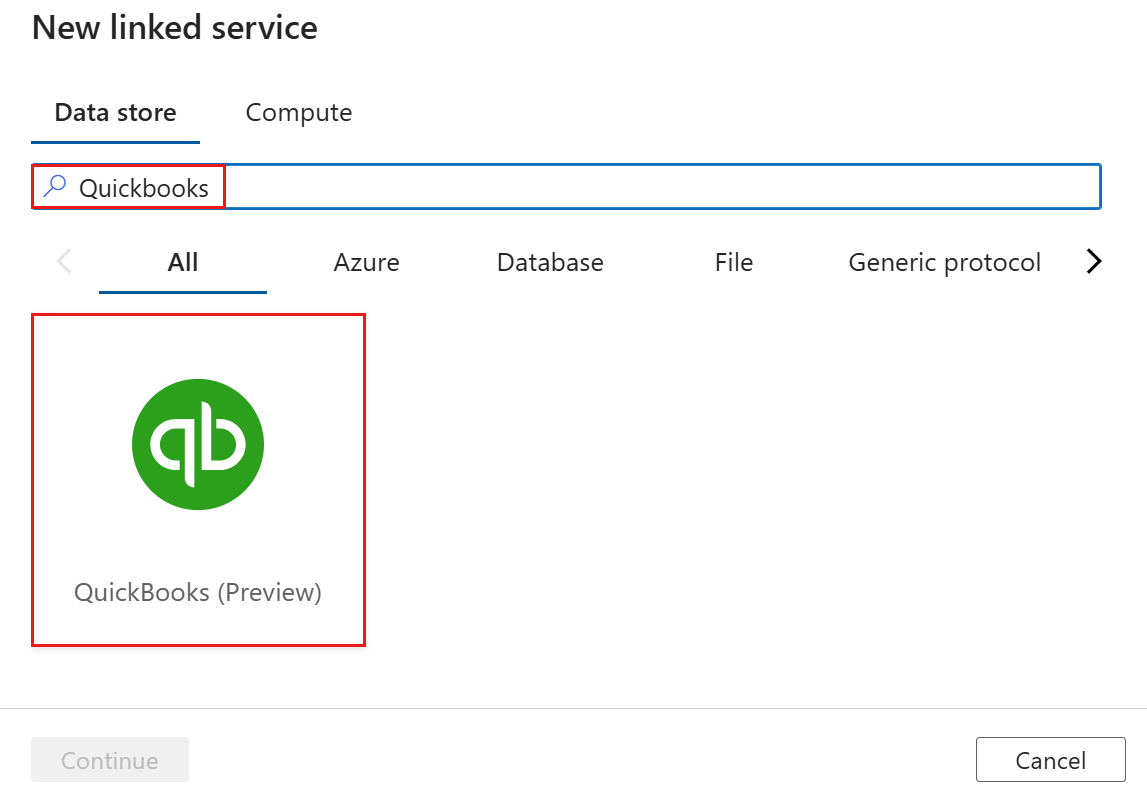 Screenshot of the QuickBooks connector.