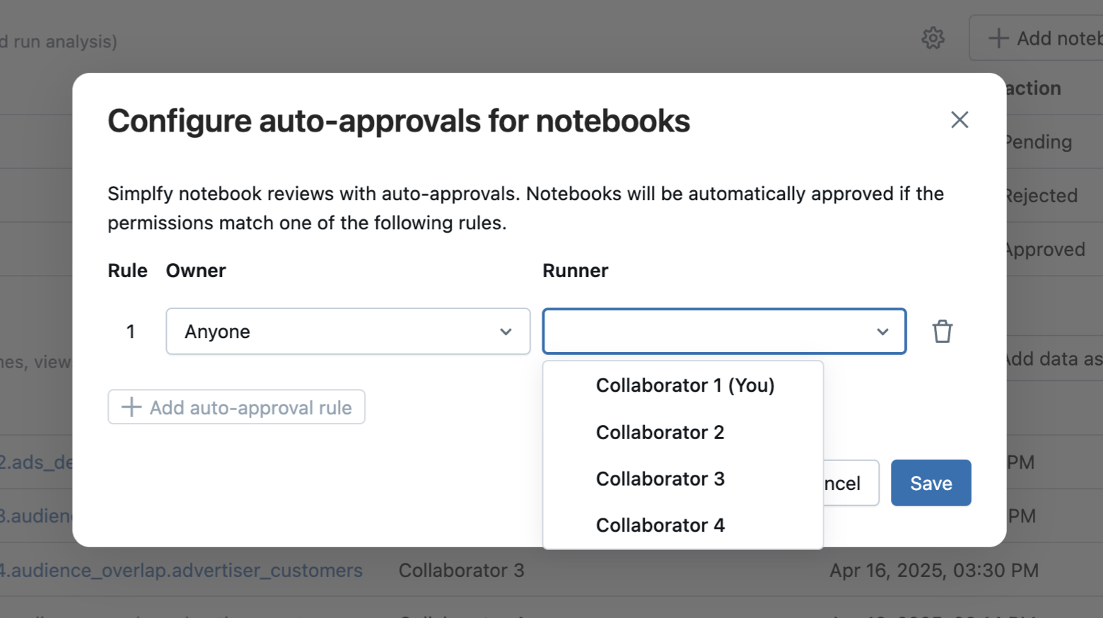 Configure auto approvals.