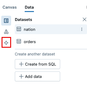The Assistant icon is highlights in the dastaset editor.