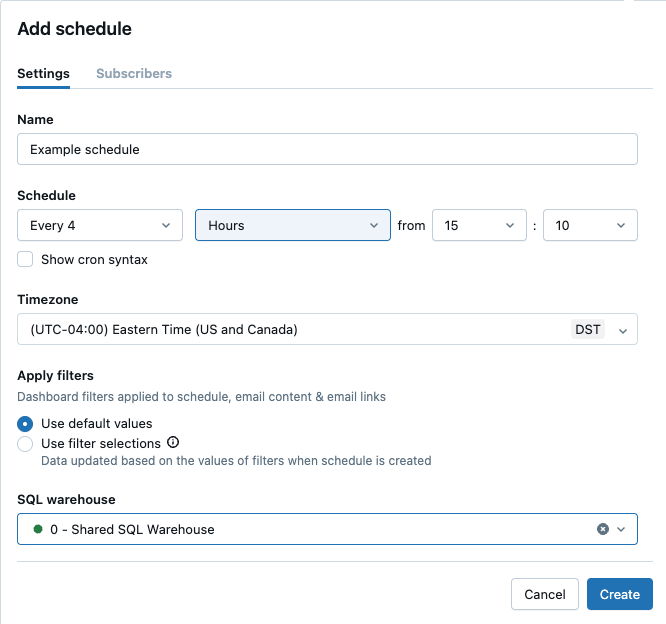 Add schedule dialog