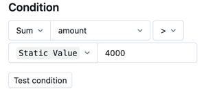 Condition field with applied settings as in the following text.