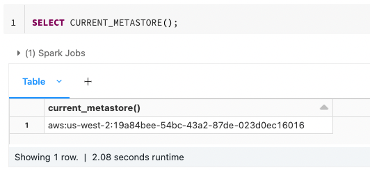 example of CURRENT_METASTORE