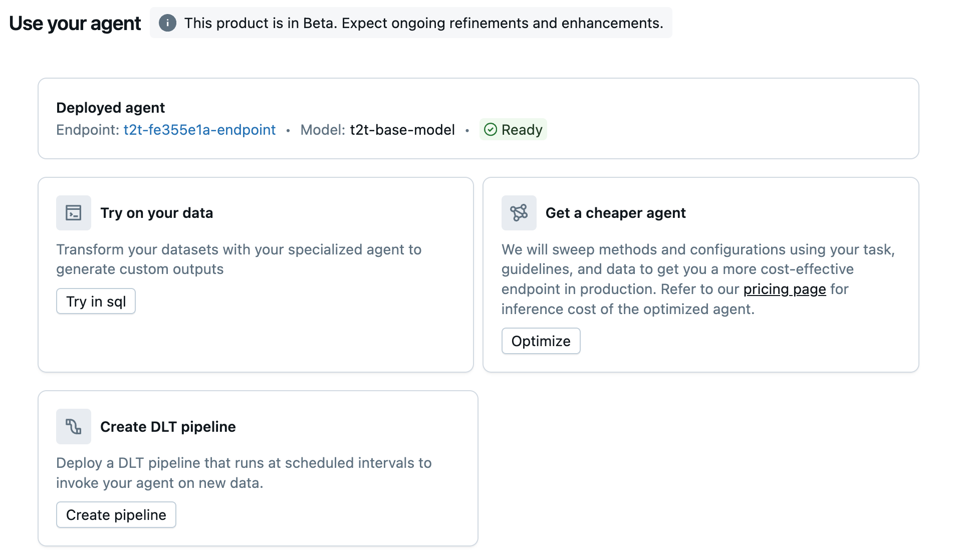 Use or optimize the CL agent, or create a pipeline.