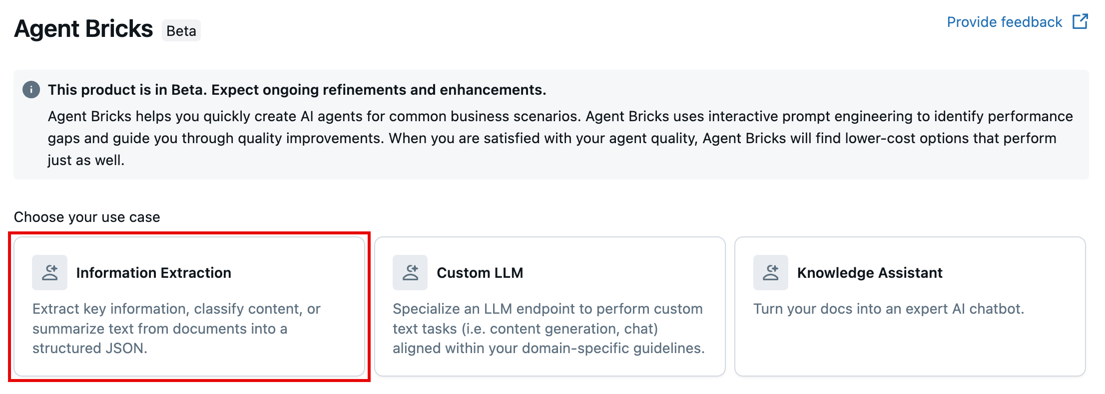 Agent Bricks: Information Extraction