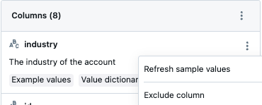 Refresh values or remove values options in the UI