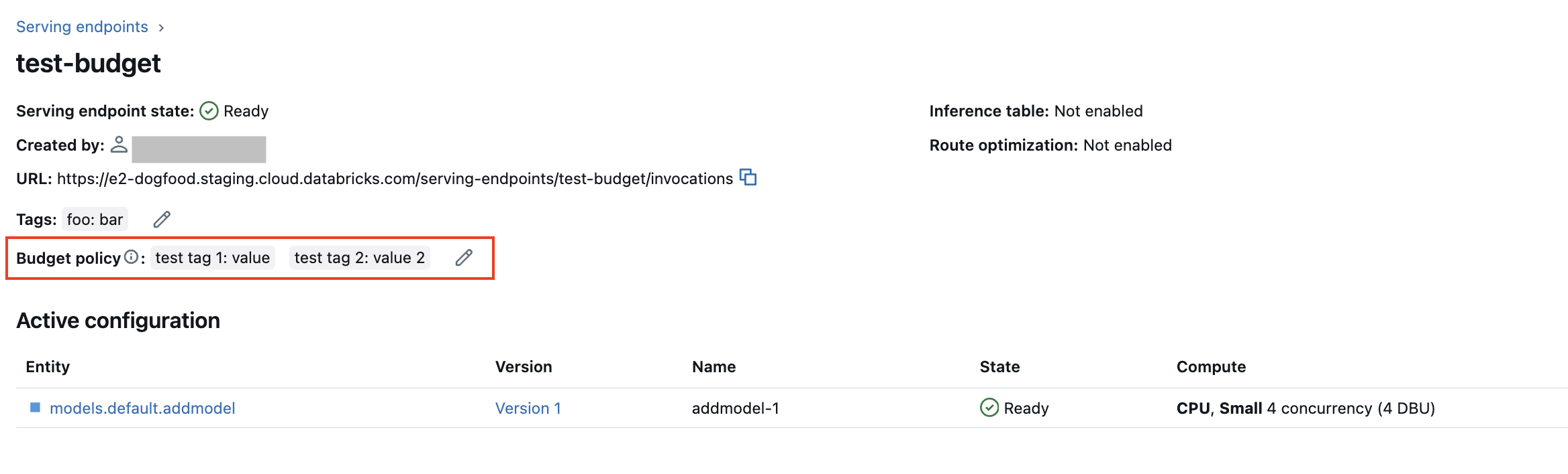 Edit serverless budget policy on an existing model serving endpoint using the Serving UI.