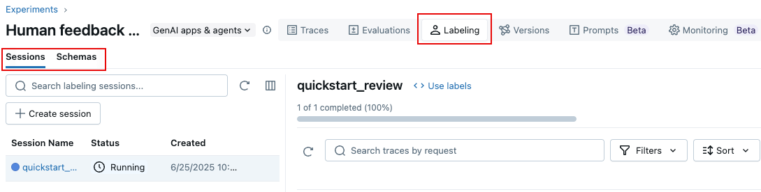 How to create a labeling session in the UI.