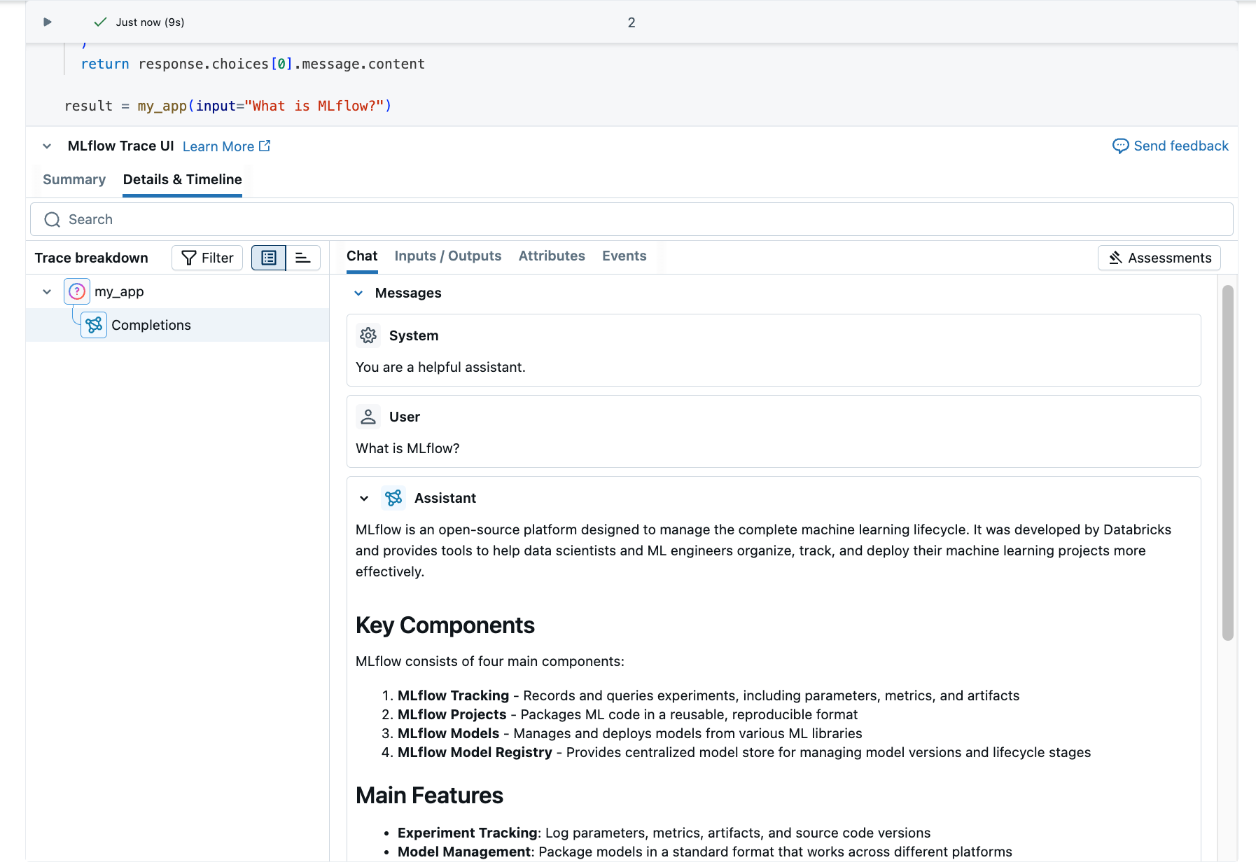 Notebook tracing UI