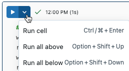 Cell run menu.