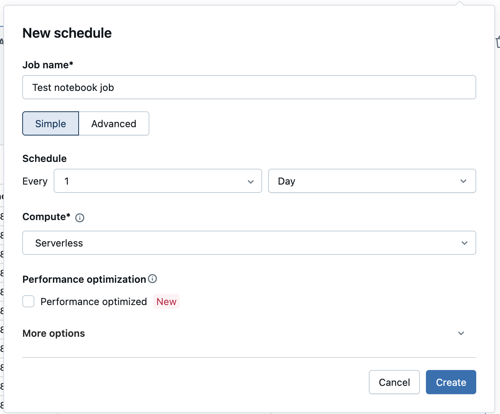 Schedule notebook dialog