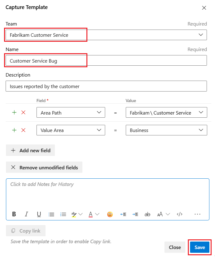 Screenshot of Capture template dialog.
