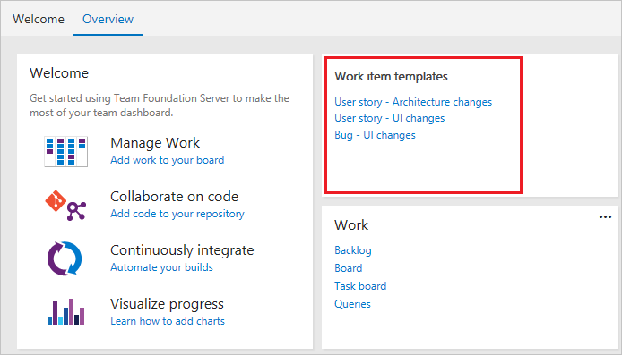 Markdown widget with links to templates