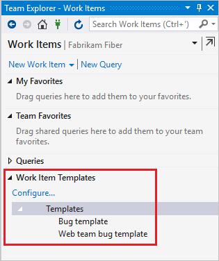 Templates, Team Explorer with power tools installed