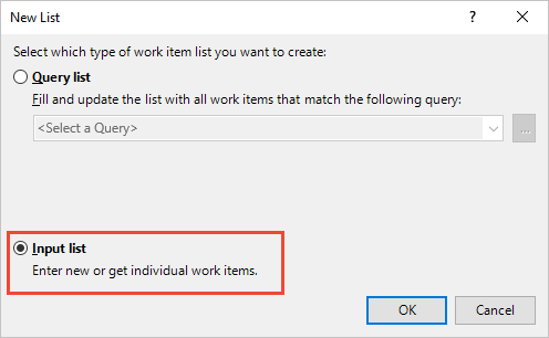 Screenshot of Select input list.