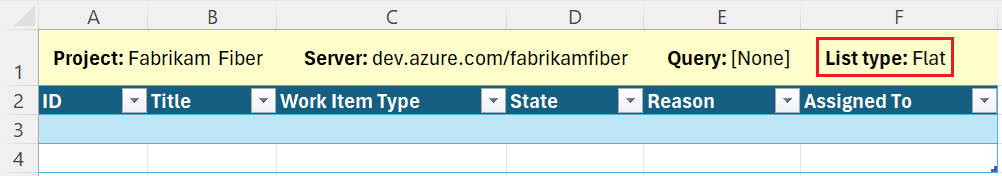 Screenshot of Empty flat list connected to a project.