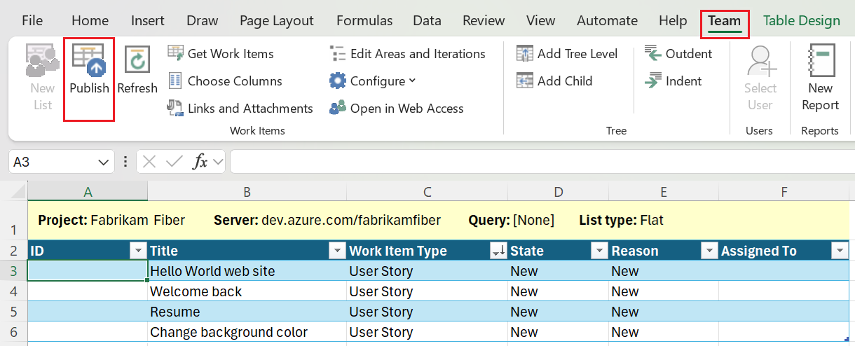 Screenshot of Publish your worksheet.