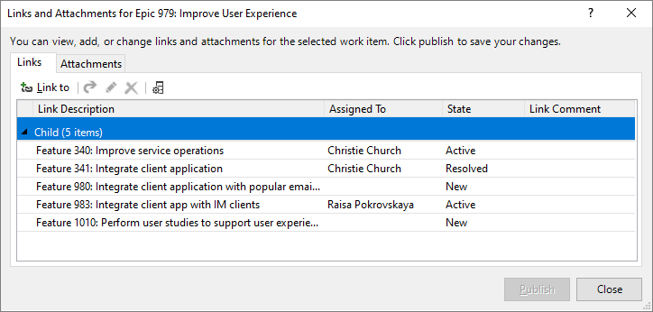 Screenshot of To reorder the links, choose the field to sort the list on that field.