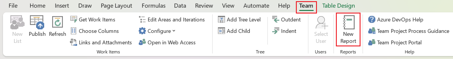 Screenshot of Create a report using the New Report feature.